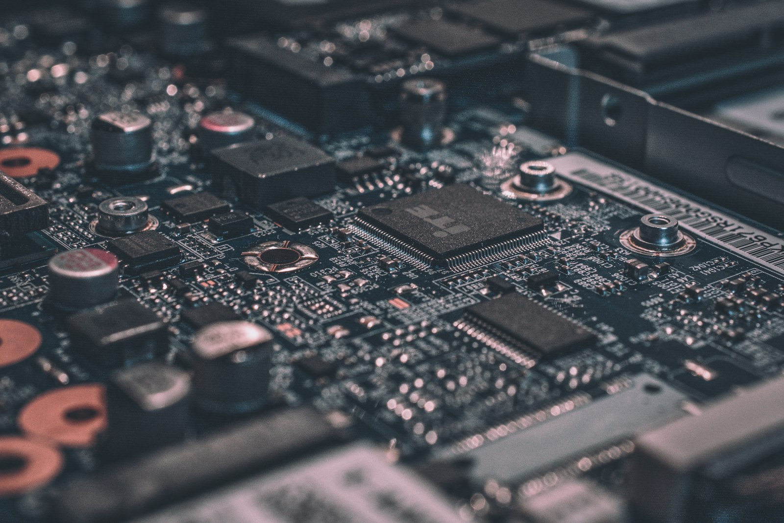 Macro photography of a black circuit board